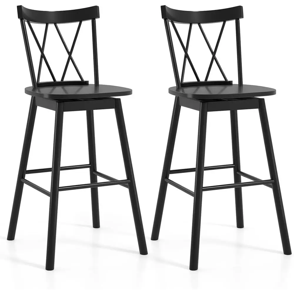 

Set of 2, 29 Swivel Bar Height Chairs with Backrests and Footrests, Spacious Seats, Ideal for Home Bar or Kitchen Island, Dining