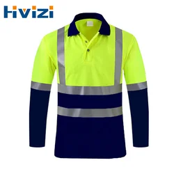 Safety Long Sleeve T-Shirt Reflective Stripes Safety Hi-vis Yellow Knitted Shirt Bright Construction Workwear for Men and Women