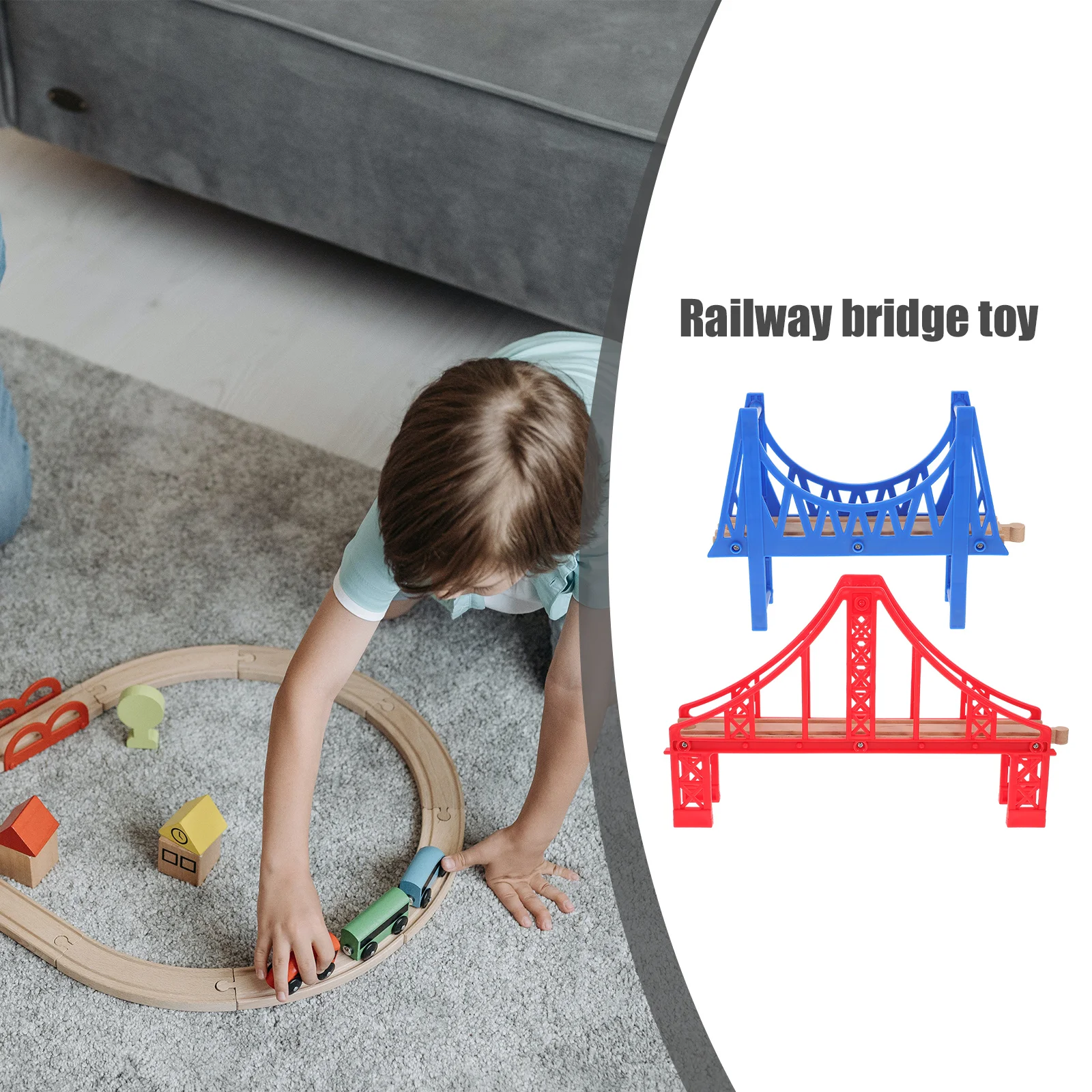 2 Pcs Train Track Toys Railway Bridge Model DIY Accessory Plastic Scene Layout Prop