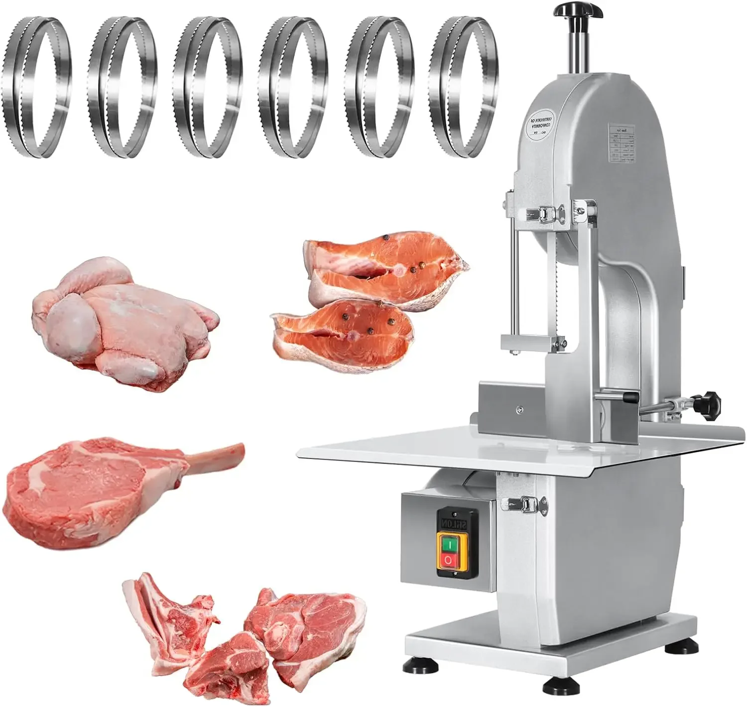 Meat Bone Saw Machine Commercial&Home Use Food Grade Cutter 0.6-5.9”Thickness, Butcher Band Saw Cutting Frozen Me