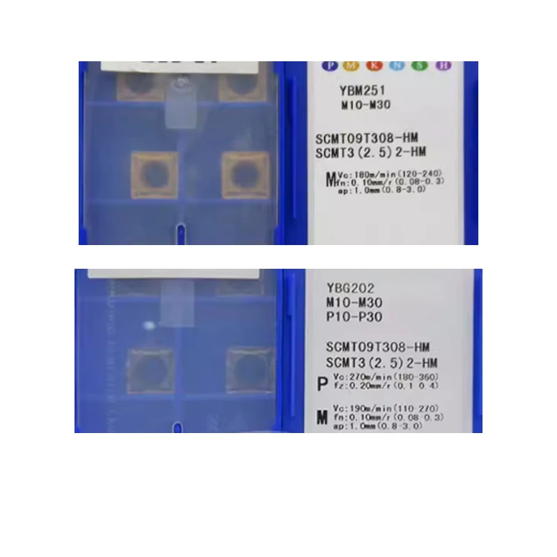 SCMT09T304-HM YBM251 SCMT09T308-HM YBG202 100% inserti in metallo duro originali tornio Cutter SCMT 09 t304 09 t308 CNC per acciaio inossidabile
