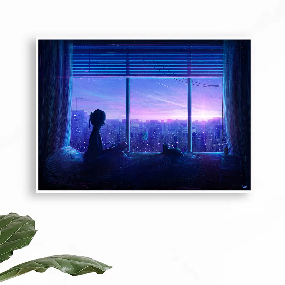 01 (38) Japan Anime Character Scenery Science Fiction Colorful Aesthetic Art Silk Cloth Poster Wall Art Home Indoor Decor Gift