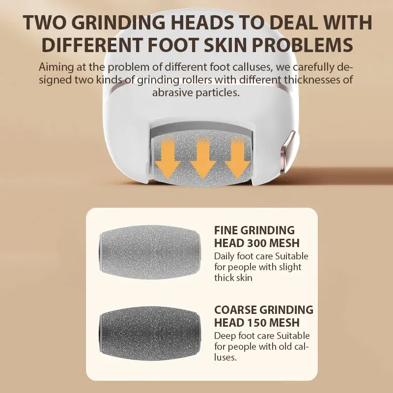 مطحنة القدم الكهربائية مزيل الجلد الميت النسيج قدم الغسيل ملف القدم الكهربائية الجافة الميت متصدع العناية بالقدم إصلاح قابلة للشحن