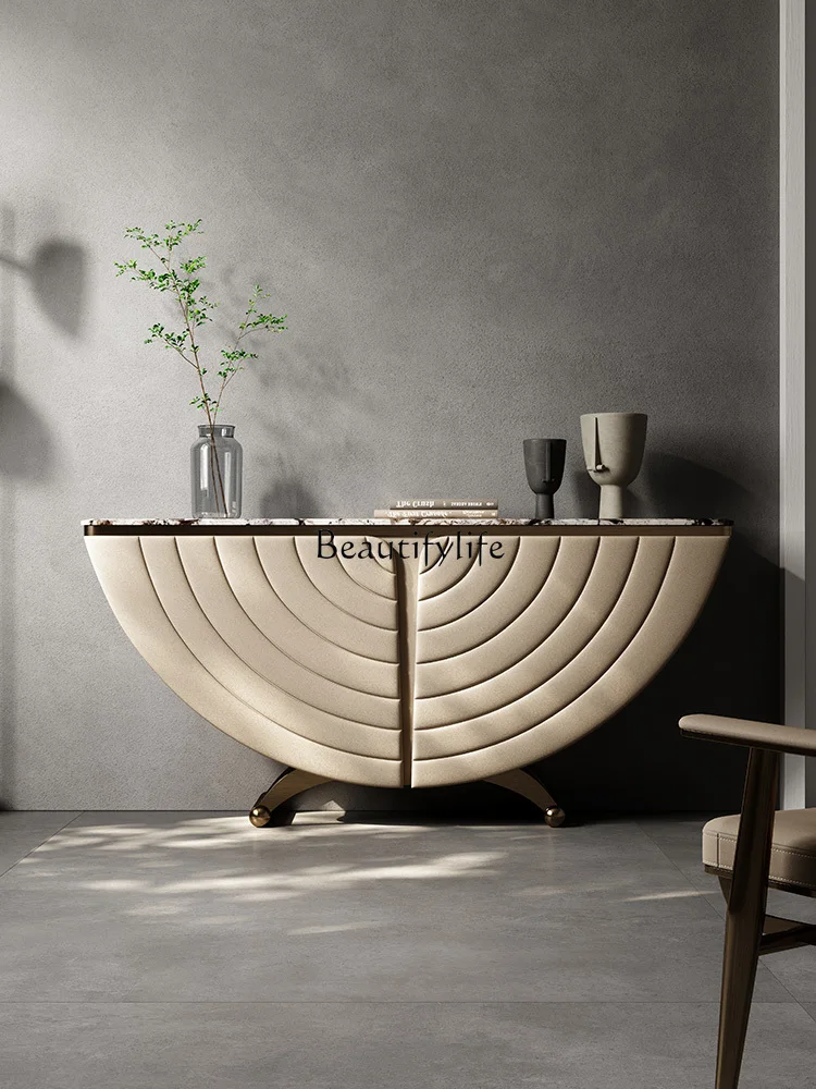 Light Luxury Console Villa Entrance Wall Side View Marble Console Tables