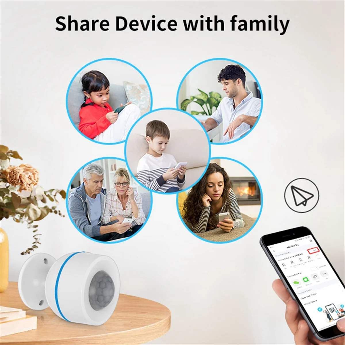 ABDX-Tuya Matter Thread PIR Motion Detector Wireless Human Body Infrared Detector Work with HomeKit Alexa