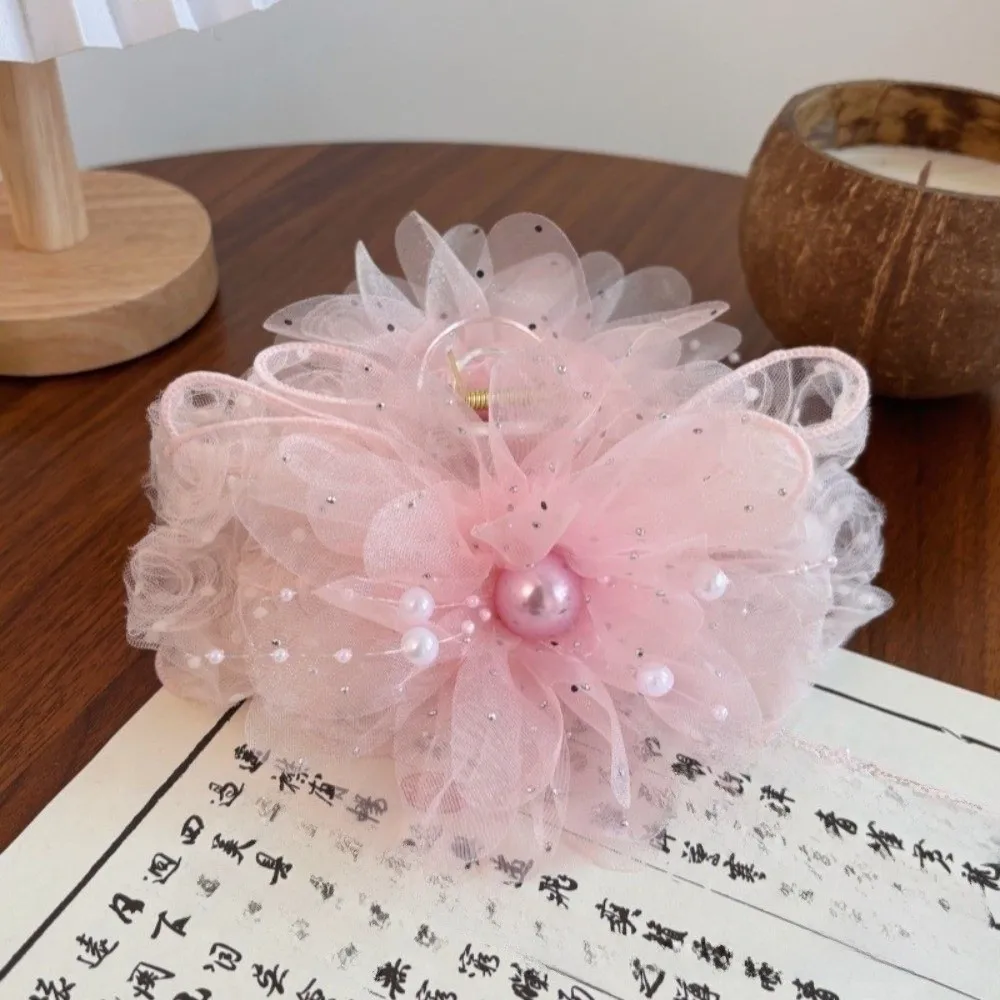 

Модная заколка-краб для волос с розой, объемная, большого размера, с бусинами и кисточками, элегантный аксессуар для повседневного использования