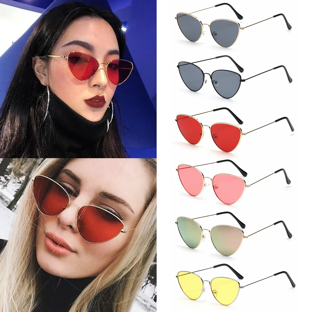 

Women UV400 Eyewear SunGlasses Vintage Sunglasses Small Frame Coating Mirror