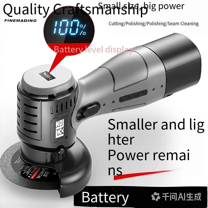 Household hand-held mini angle grinder, grinder, hand grinder, rechargeable tools for lithium electric cutting machine.
