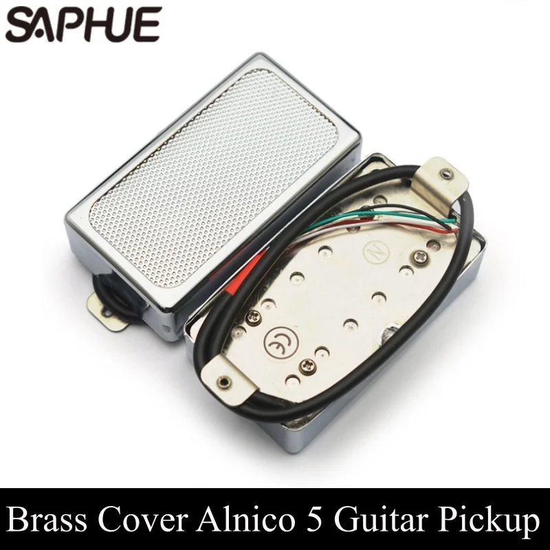 Brass Cover Alnico 5  LP Style Guitar Humbucker Metal Mesh Surface Guitar Pickup 4 Coil Cable 7.5k/15k Coil Splitting Alnico V