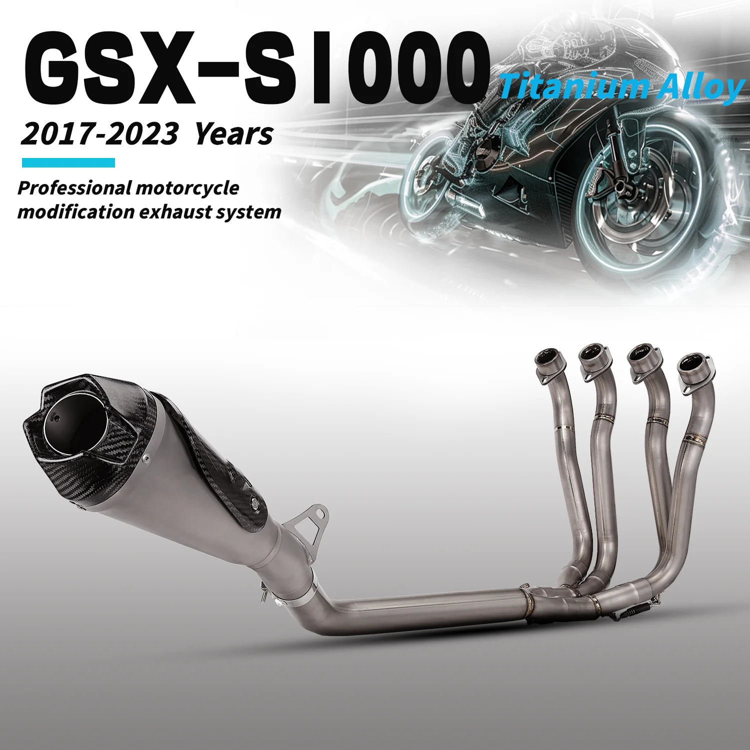 

FOR V4 carbon Tail GSX-S1000 Motorcycle Exhaust System Full Ti.alloy Modification with Ti.alloy Escape Muffler 2017-2023