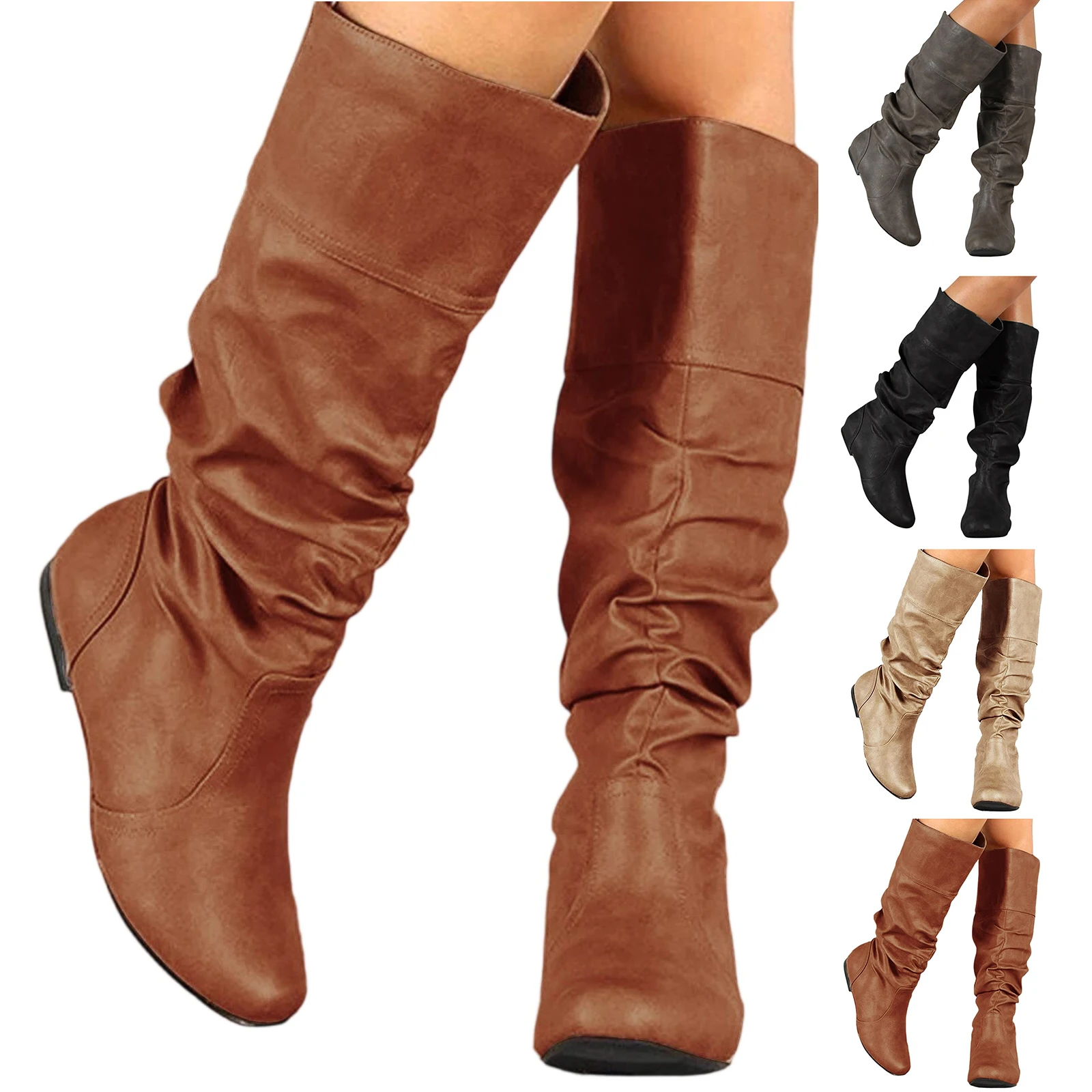 

Women'S Warm Fall Winter Boots Solid Color Casual Fashion Boots Stylish High Quality Round Toe Thick Bottom Boots Women'S Boots