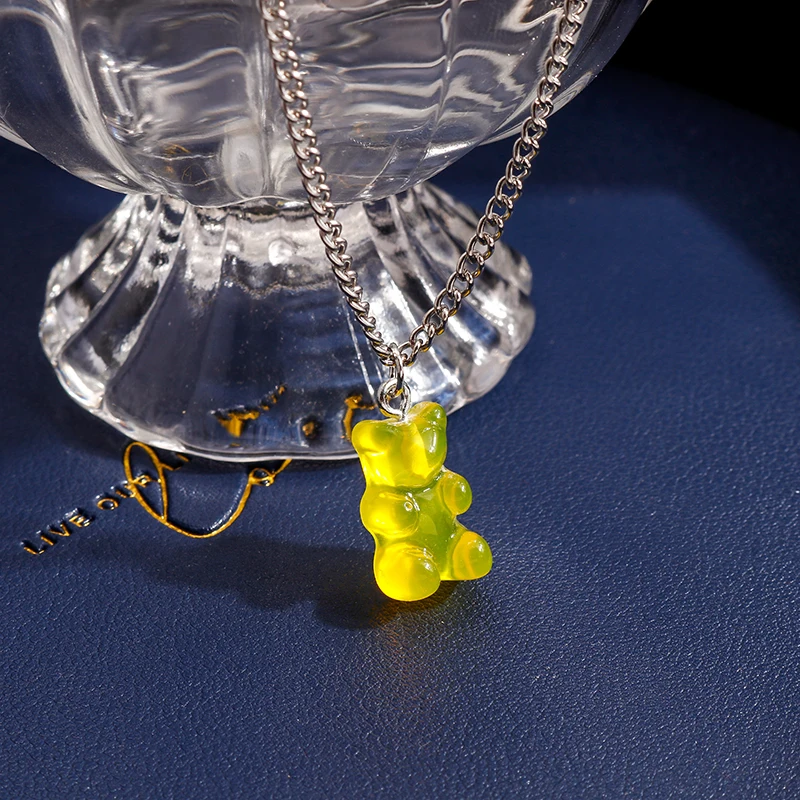 Modische Bonbonfarben-Gummibärchen-Halskette für Frauen und Mädchen, Party, Festival, Schmuck, Geschenke – Detail 12