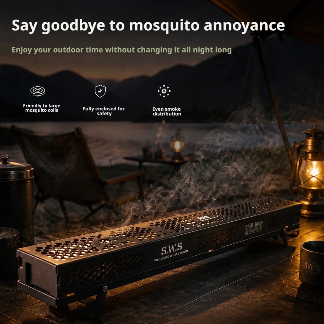 WELLHIKE Long Honeycomb Mosquito Coil Box Iron Stainless Steel Construction Dual-Use Desktop Hanging IGT Single Unit Compatible