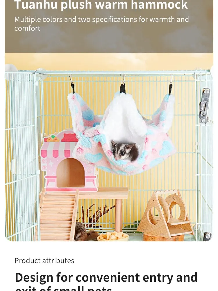 Hamster Hängematte Kleine Haustier Hängen Bett Doppel Warme Verdickte Honeybug Fliegende Eichhörnchen Meerschweinchen Hängematte Haustier Käfig Zubehör – Detail 2