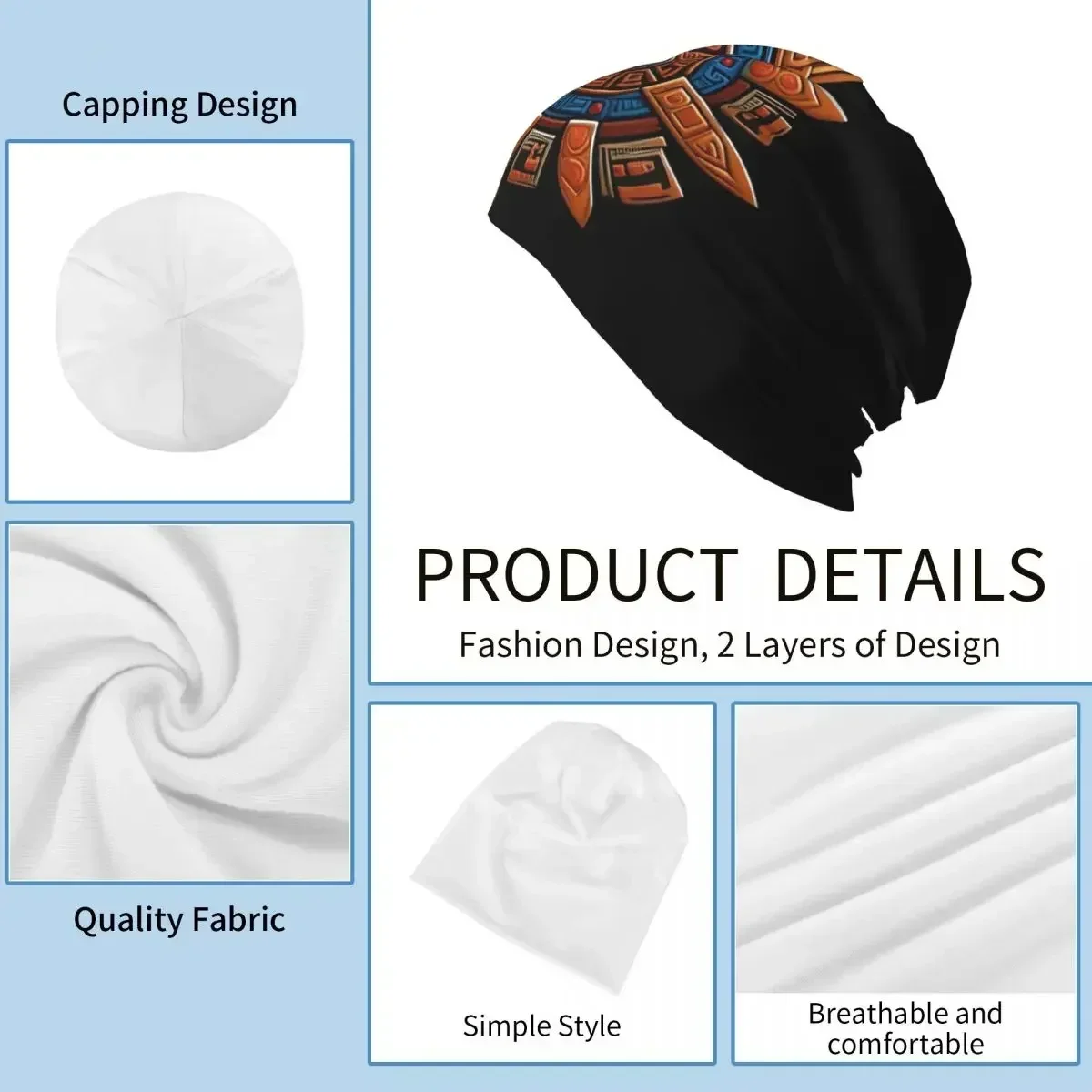 Maya Indian Aztec topi kupluk pria wanita dewasa topi Bonnet rajut topi hangat mode musim gugur musim dingin luar ruangan topi Skullies