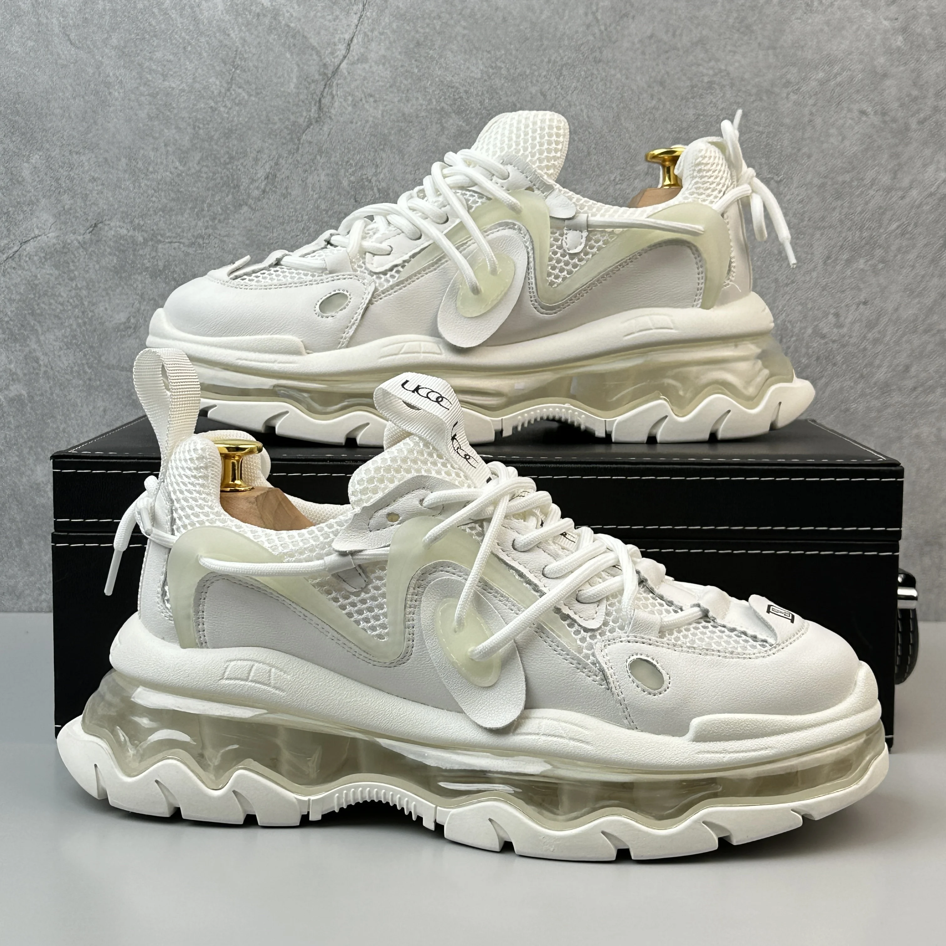 

High-end Designer Lace-up Men's Shoes 2026 New Height-increasing Chunky Sneakers Men's Fashion Breathable Mesh Sport Shoes