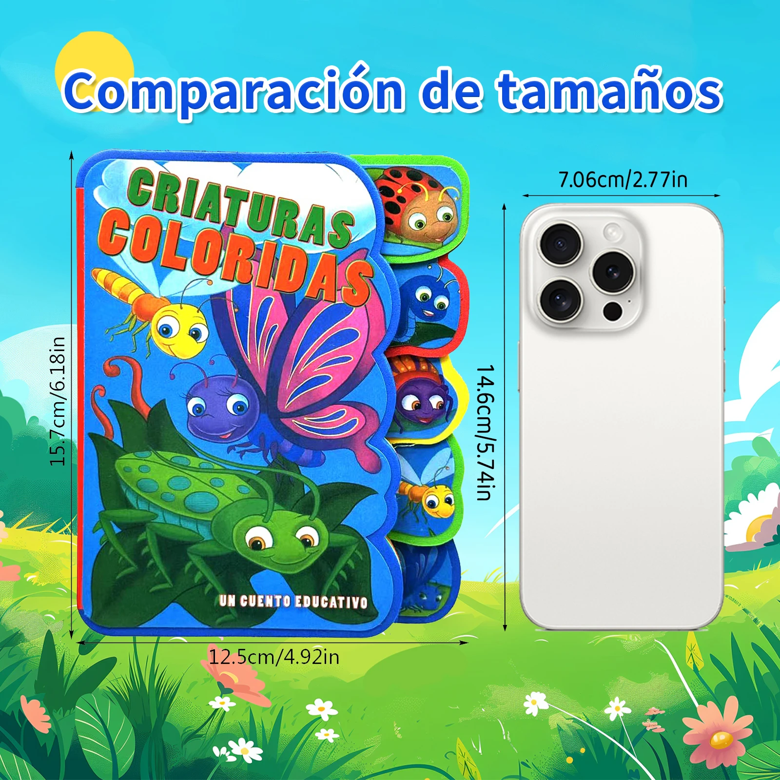 Spanish Children's Cardboard Picture Story Book Animals/Insects Educational Preschool Learning Book Stimulates Kid's Interets