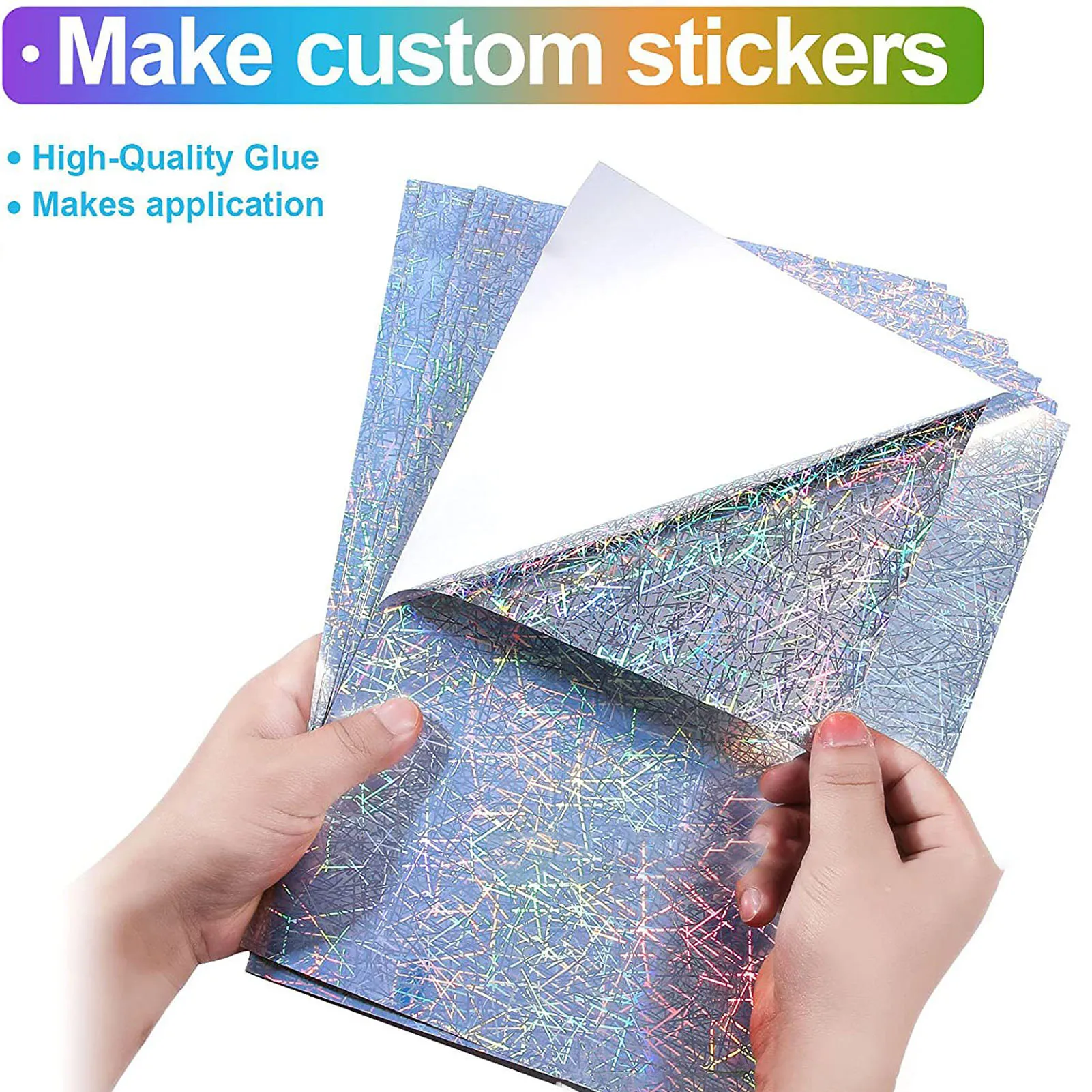20 Sheets Printable Holographic Sticker Paper Waterproof Quick Drying A4 Self Adhesive Paper for Inkjet Printers