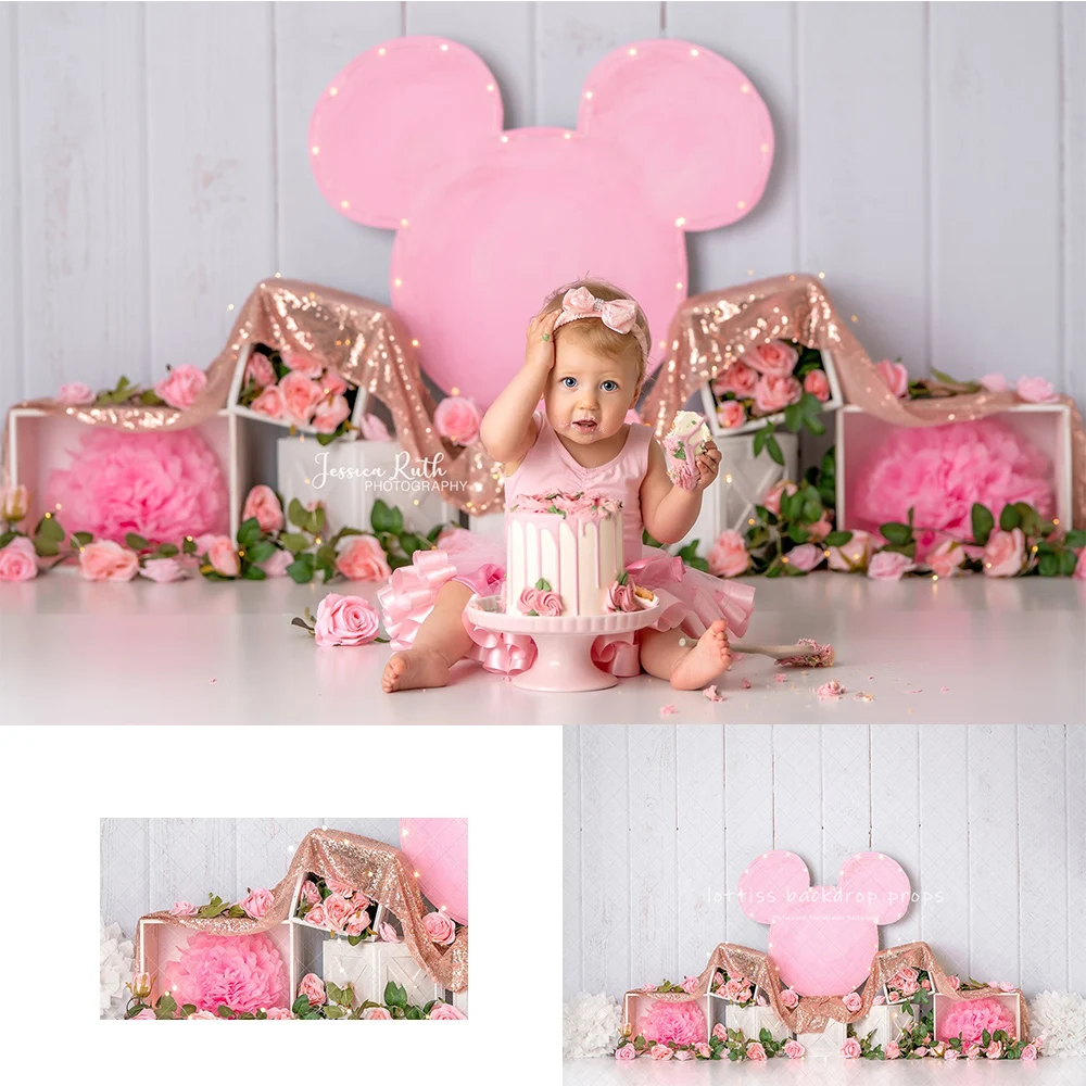 

Spring Floral Backdrops Kids Baby Birthday Cake Smash Photocall Decors Flower Wood Wall Backgrounds