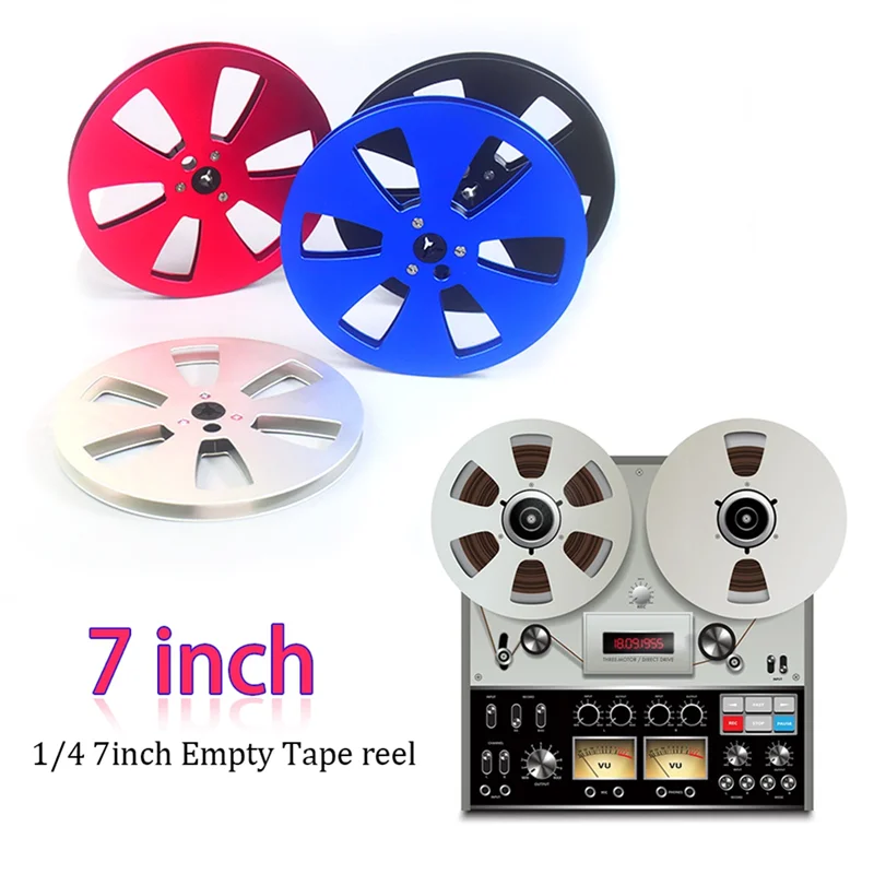 

7-дюймовая 6-луночная 1/4, пустая катушка для катушки, маленькая ступица, пустые ленточные катушки, открывающаяся машина, лоток, металлические детали магнитофона