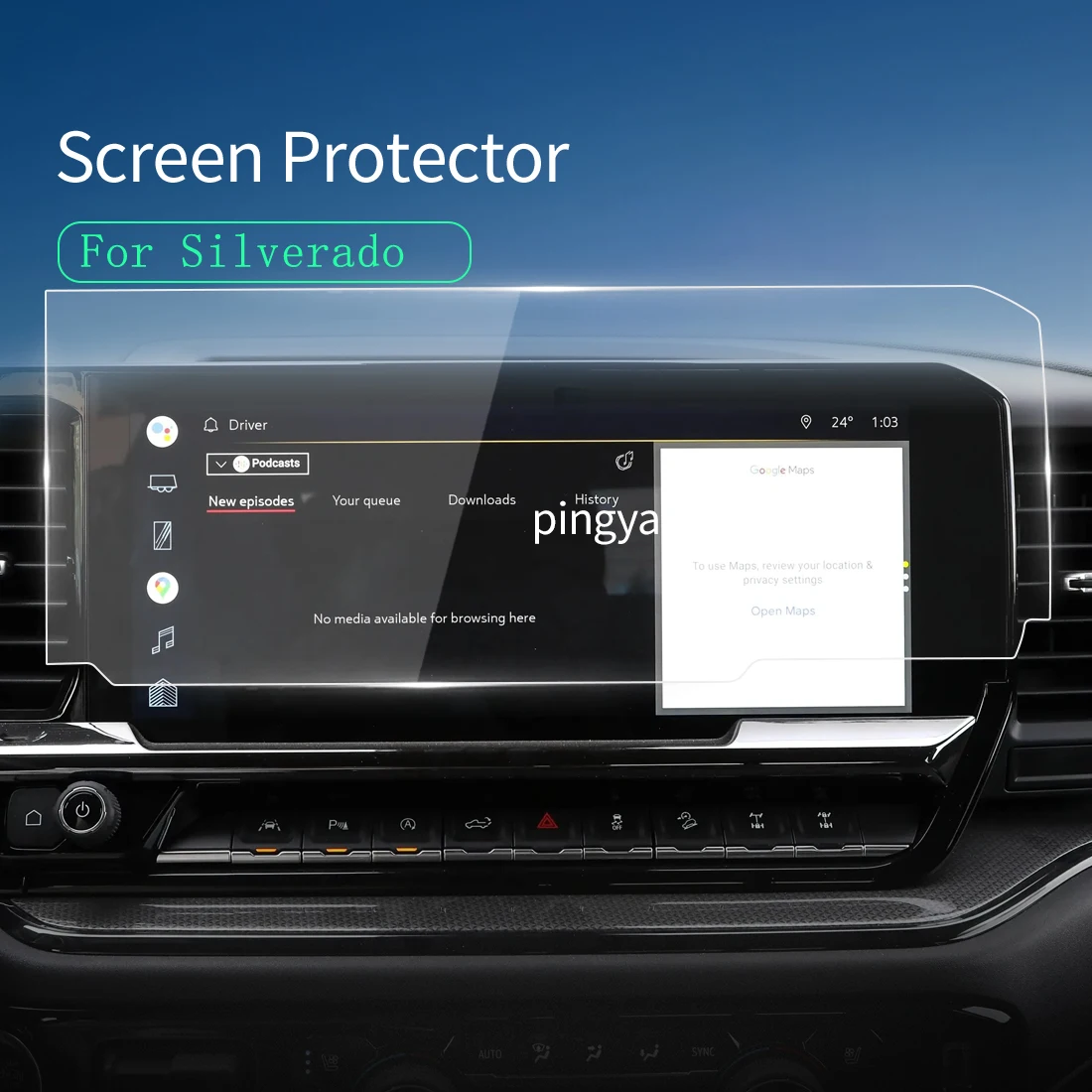 

For Chevrolet Silverado 2024 Touch Screen Protector Tempered Glass Protective Film Carplay Car Vehicle Exterior Accessories