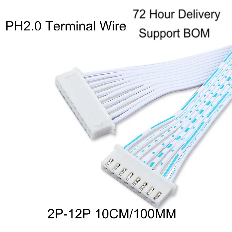 5PCS-PH2.0 Same Direction Blue and White 10cm/100mm Electronic Wire 2p3p4p5p6p7p8p9p10p12p Double Head Same Side Terminal Wire