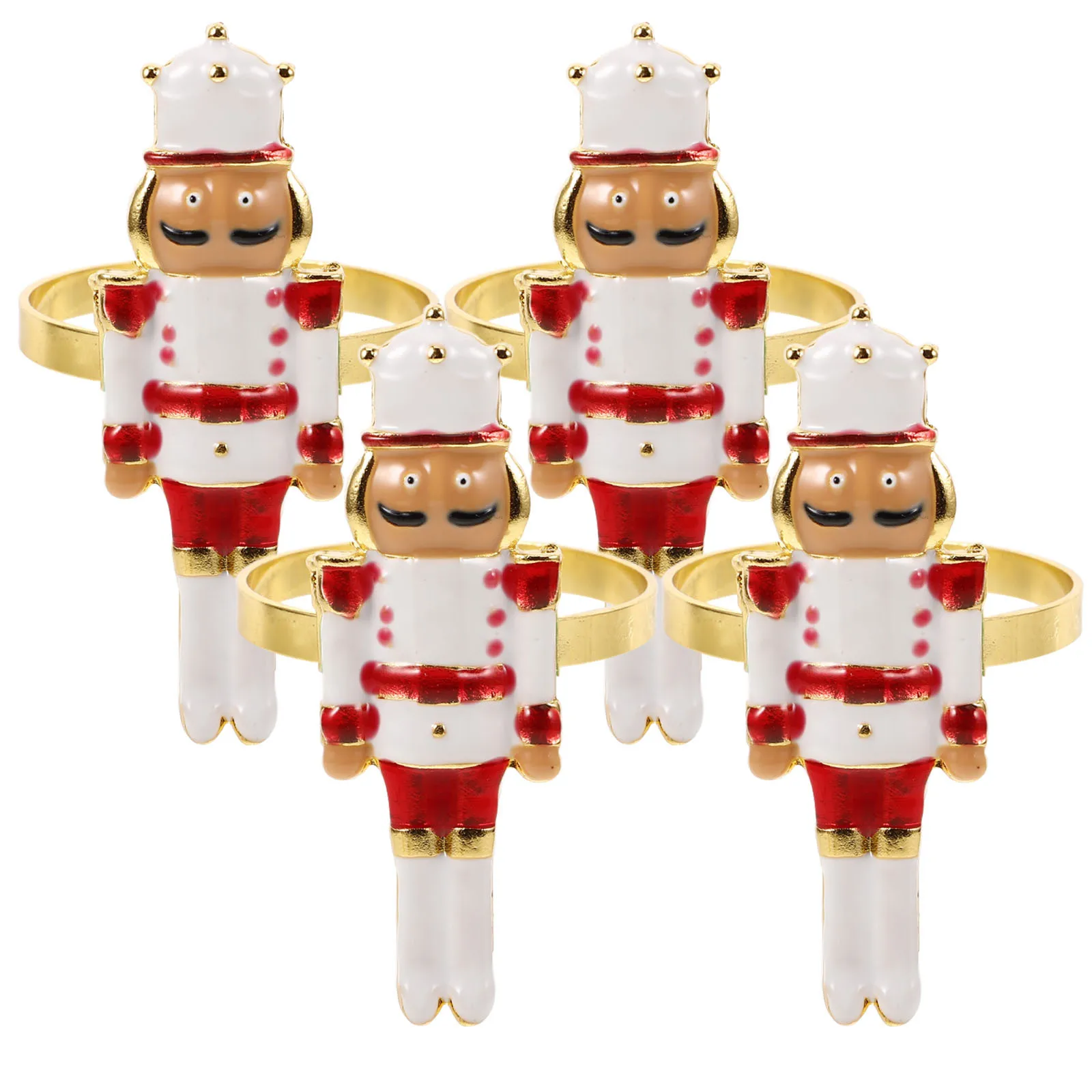 

4pcs Nutcracker Napkin Rings Christmas Party Decor Napkin Holder Dinner Holiday Table Accessories Kitchen Bar Supplies
