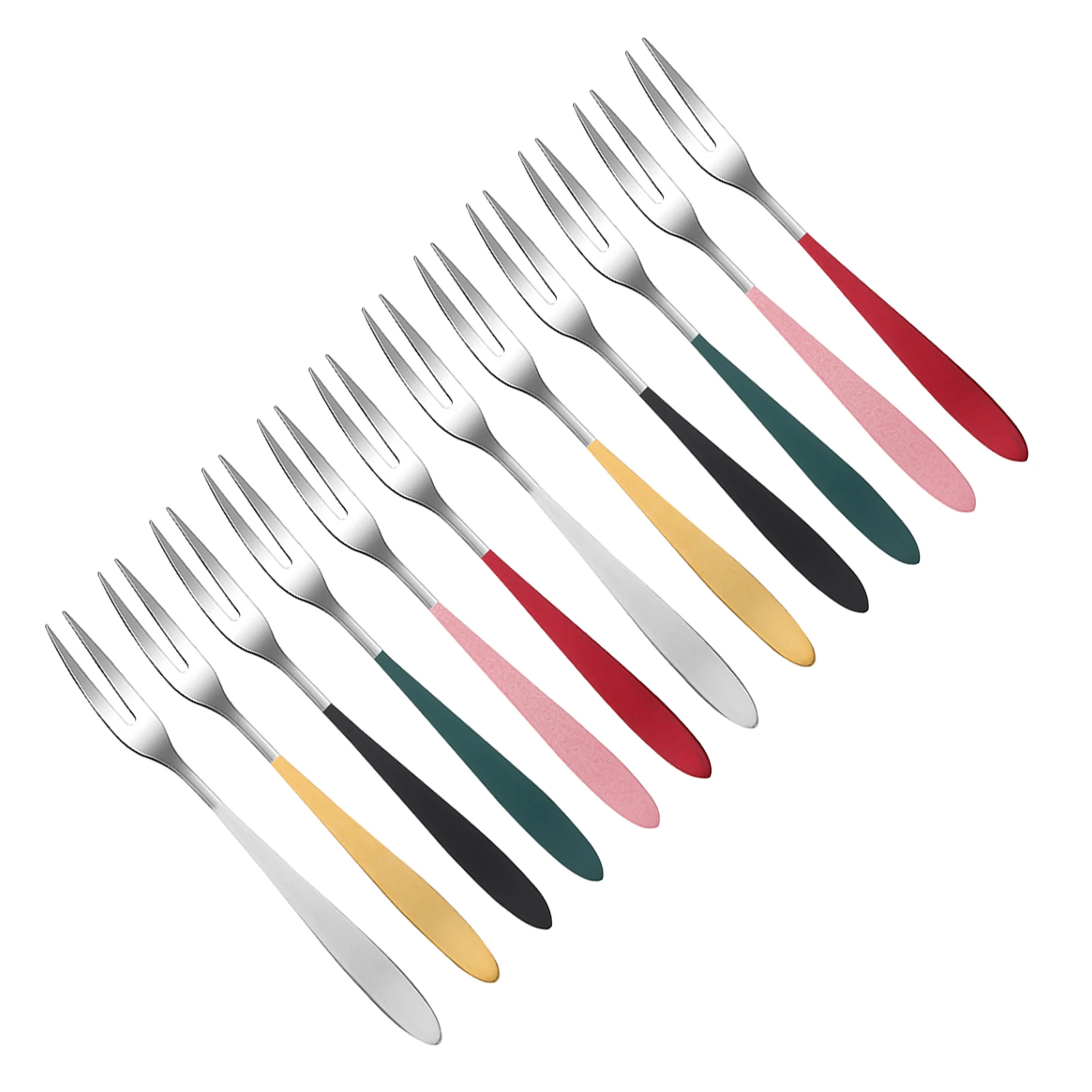 

12pcs Stainless Steel Food Fork Fruit Forks Dessert Snacks Appetizer Picks Compact Lightweight Tableware For Party Banquet Home