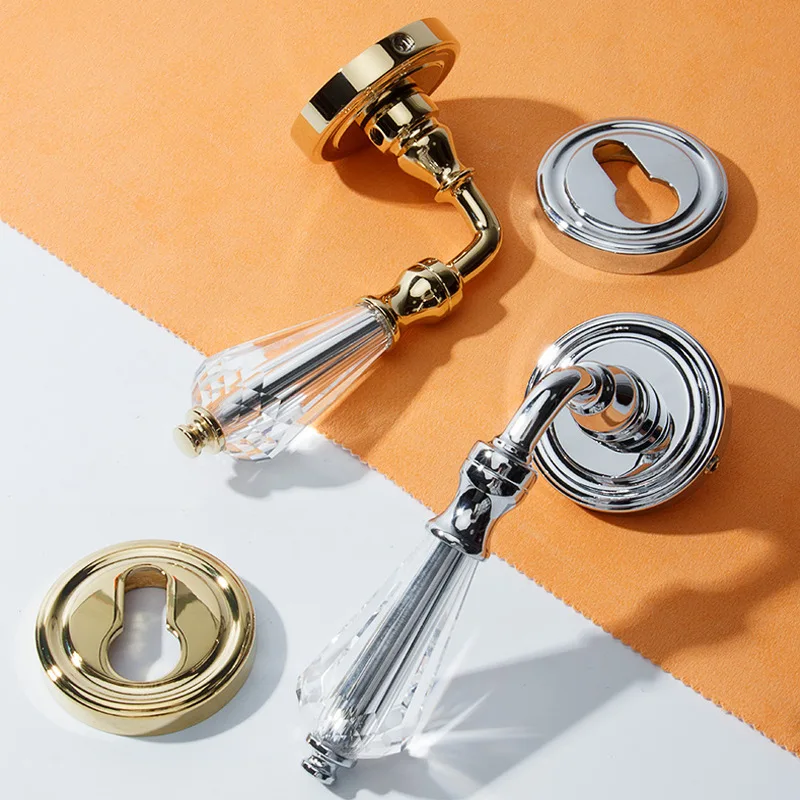 

Латунный светильник, роскошный раздельный дверной замок, медь, французское золото, бесшумная магнитная присоска, внутренняя дверная ручка, дверная ручка из цельного дерева, кристалл