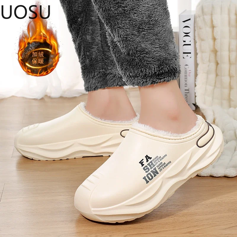 Eva Slipper Men Fashion Shoes Soft Comfortable Lightweight Trendy All-match Keep Warm UOSU Warm Plush Explosive Style Shoe New