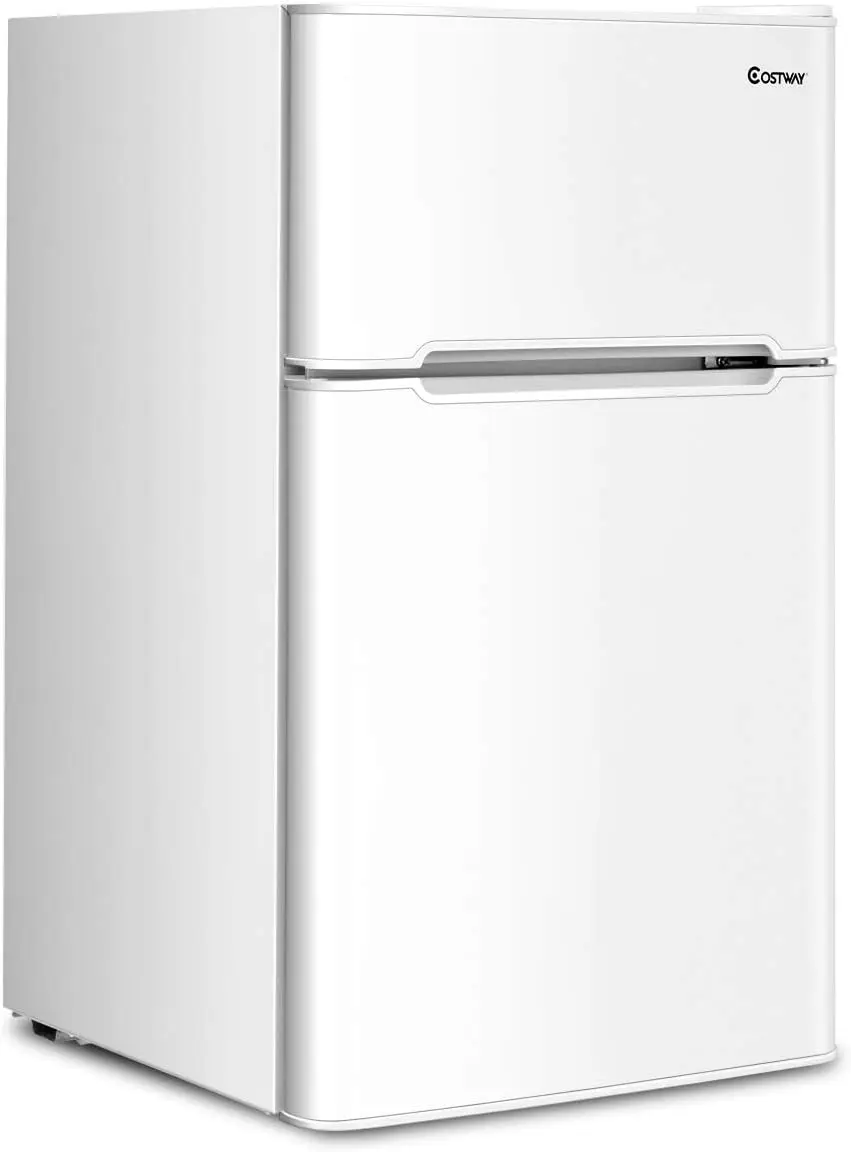 

Mini Refrigerator, 3.2 cu ft. Unit 2-Door Freezer Cooler Fridge with Reversible Door,Removable Glass Shelves, Mechanical Control