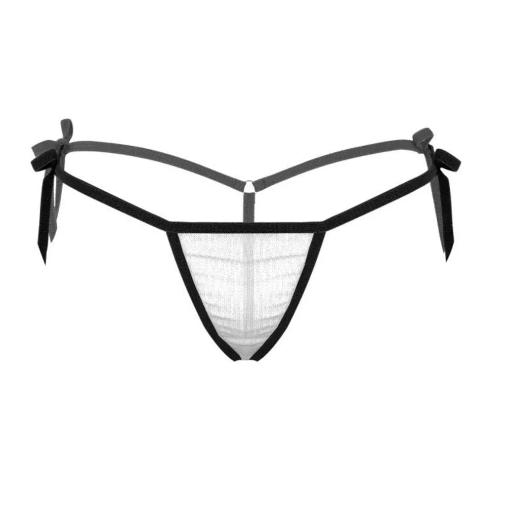 

Women G-String T-Panties Sexy Sheer Lace Up Thong Mini Low Rise Panties Briefs Silky Female Lingerie Underwear Elasticity Slips