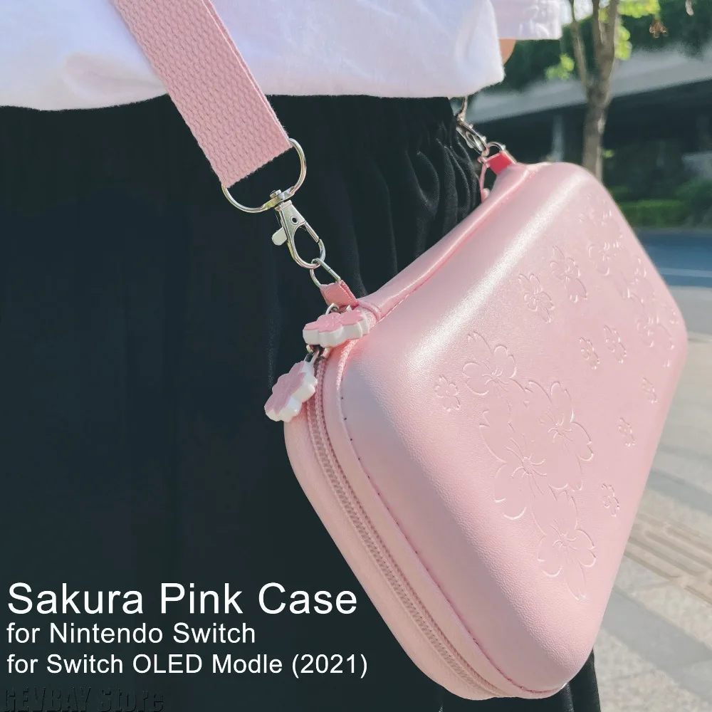 PU Sakura Pink Shell Przenośna Torba Transportowa na Switch OLED PU Wodoodporny Pokrowiec Etui Przechowywanie Podróżna Ochronna Skrzynka na Switch — zdjęcie produktu 6