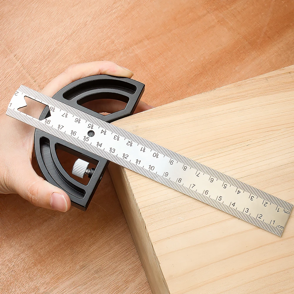 Rongpro Multifunction 180° Metal Angle Finder Ruler Woodworking Gauge Ruler Tools Ruler Angle Meter Stainless Steel Goniometer