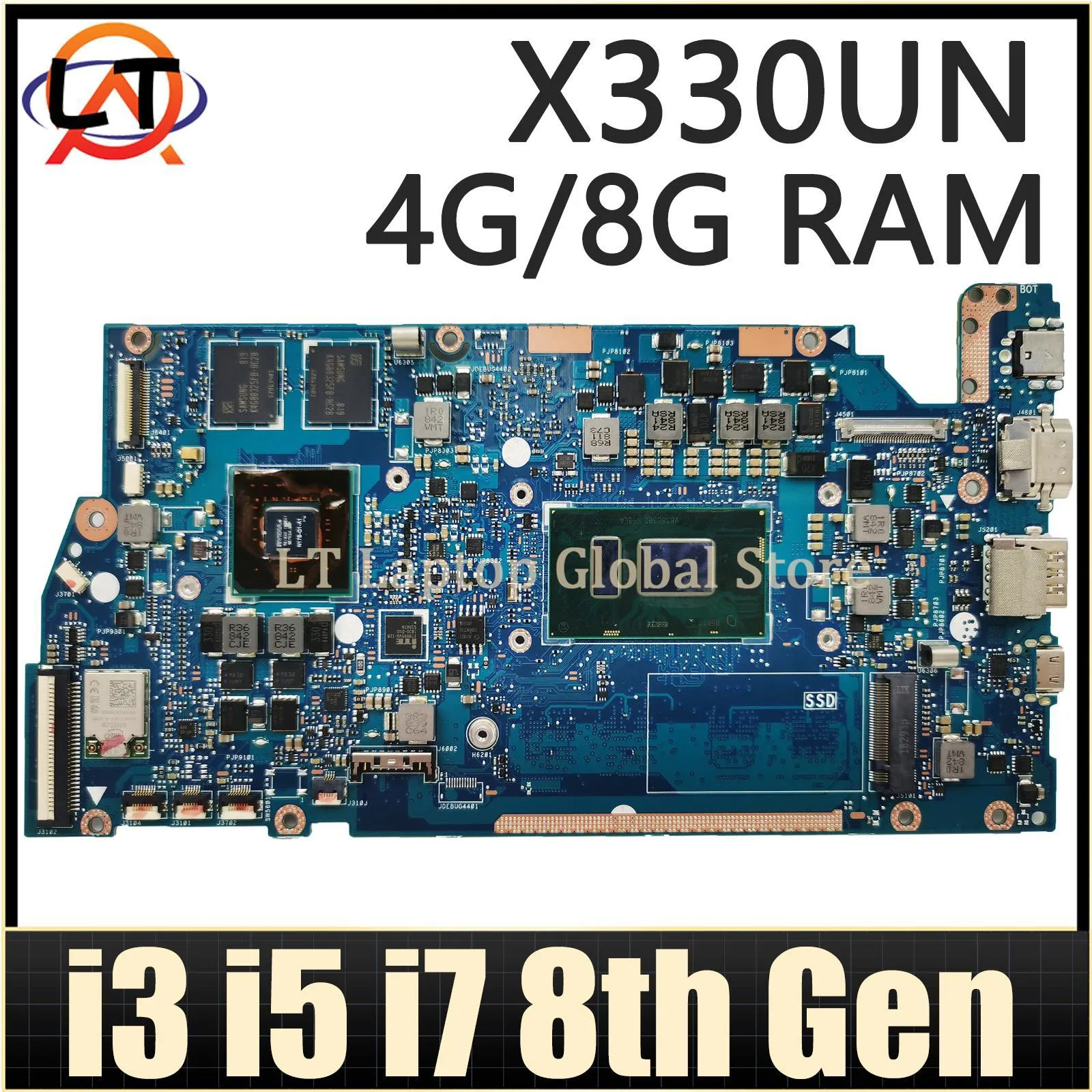 

X330UN Mainboard For ASUS X330UA X330U I330U R330U K330U V330U S330U Laptop Motherboard I3 I5 I7 8th Gen CPU 4GB/8GB-RAM V2G