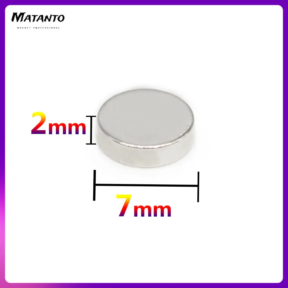 

20/50/100/200/500PCS 7*2 mm Disc Rare Earth Magnet 7x2mm N35 Small Round NdFeB Magnet 7x2 Strong Powerful Magnetic Magnets