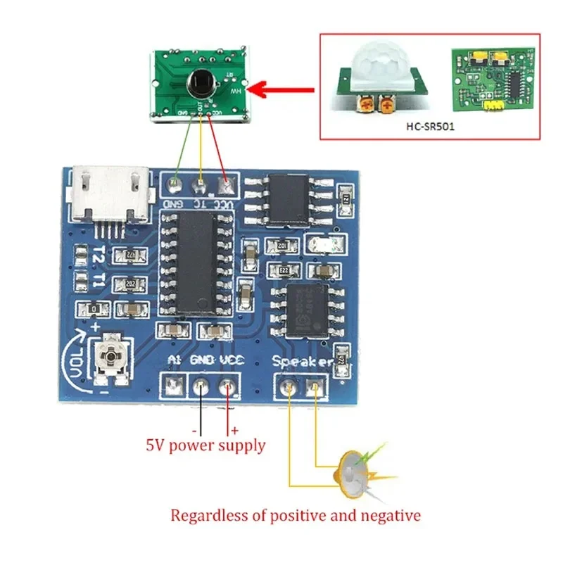 Single-way trigger playback module to change human thermal induction, proximity switch keys playback self-storage M0T
