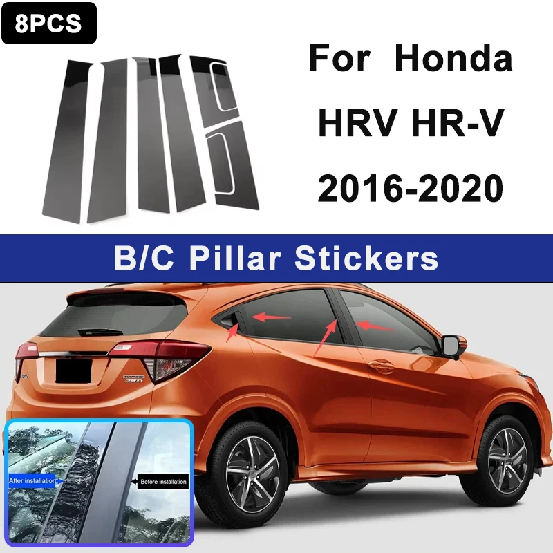 

For Honda HRV HR-V 2016-2020 Window B C Pillar Post Cover Trim Stickers Door Column Decorative Exterior Accessories