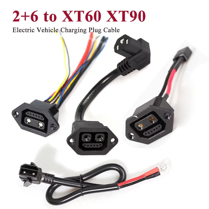 2+6 to XT90 Electric Vehicle Charging Connector Cable 8Pin Tower Male Female Lithium Battery Discharge Power Socket Plug Cord