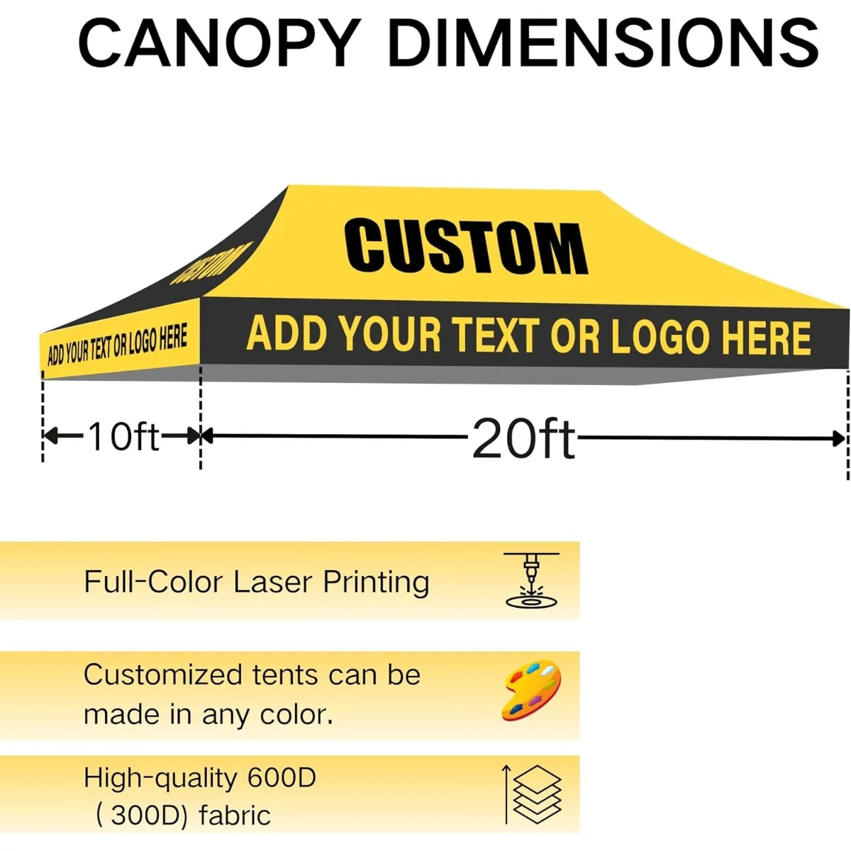 Custom 10x20 Canopy Tent Top with Logo Printed Replacement Cover for Commercial Events Trade Shows Outdoor Advertising view 2