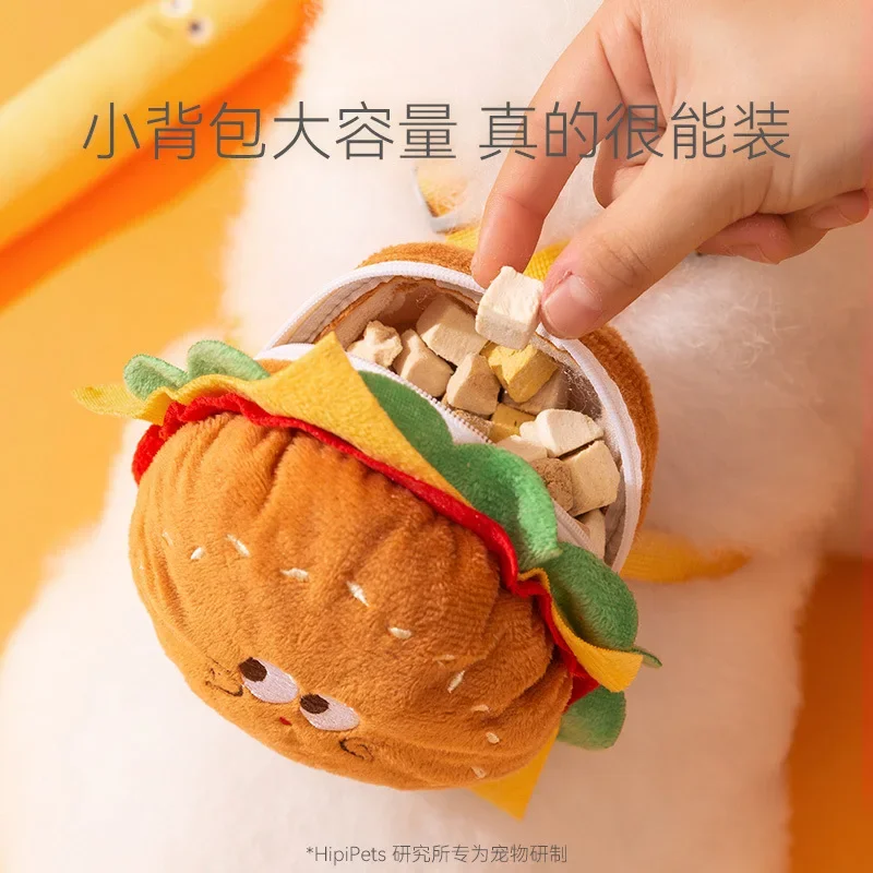 Pet Cute Burger and French Fries Backpack Towing Rope Cat Vest Dog Chest Strap for Walking Dog Rope Supplies Dog Bag