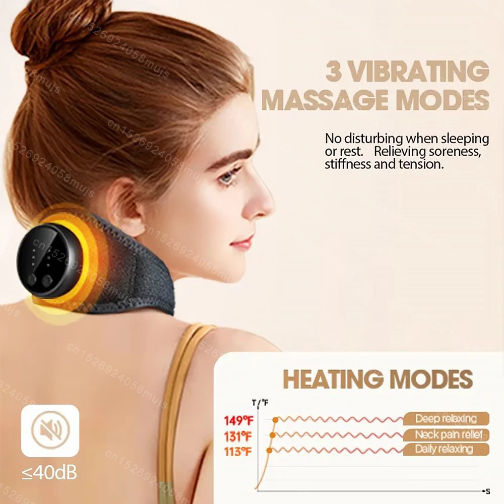 

Electric Neck Massager Heated Cervical Massager Portable Neck Brace Physiotherapy Hot Compress Vibration Massage Relaxing Muscle