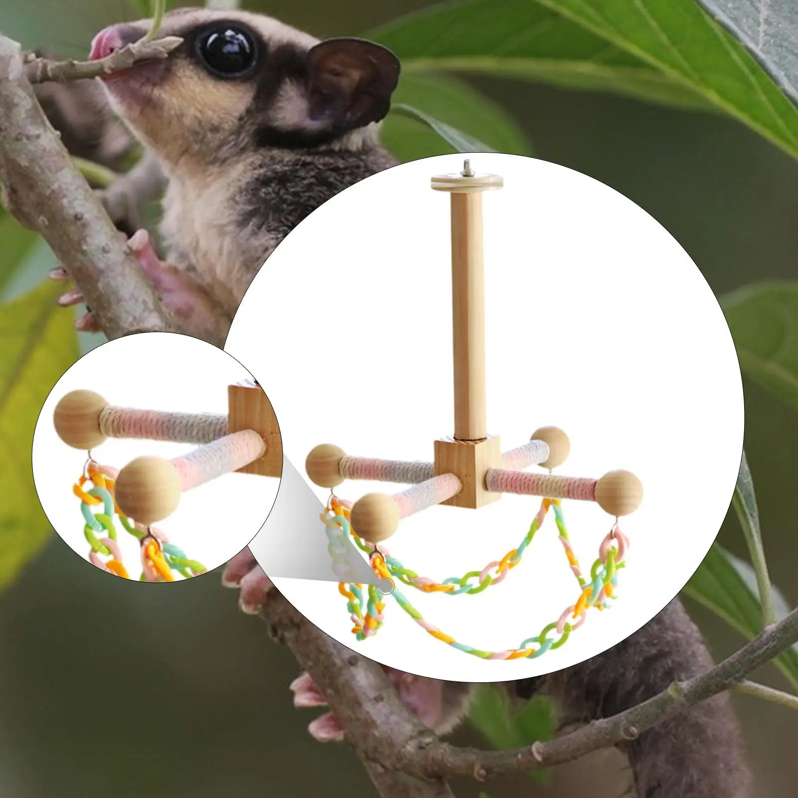 

Аксессуары для клеток, игрушка для обогащения, деревянная веревка, жевательный игровой набор для мелких попугаев, попугаев, корелл, сахарных планеров