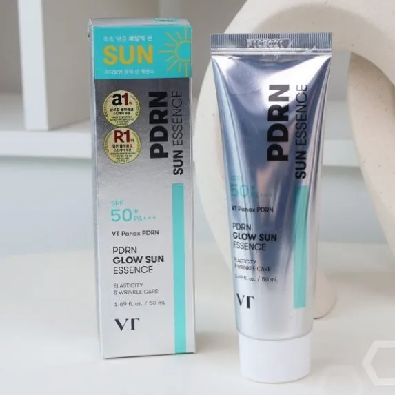 VT PDRN Glow Sun Essence SPF 50+ PA+++ Brighten Nourish Skin Light Non-sticky 50ml Korean Original UV Protection Sunscreen Cream