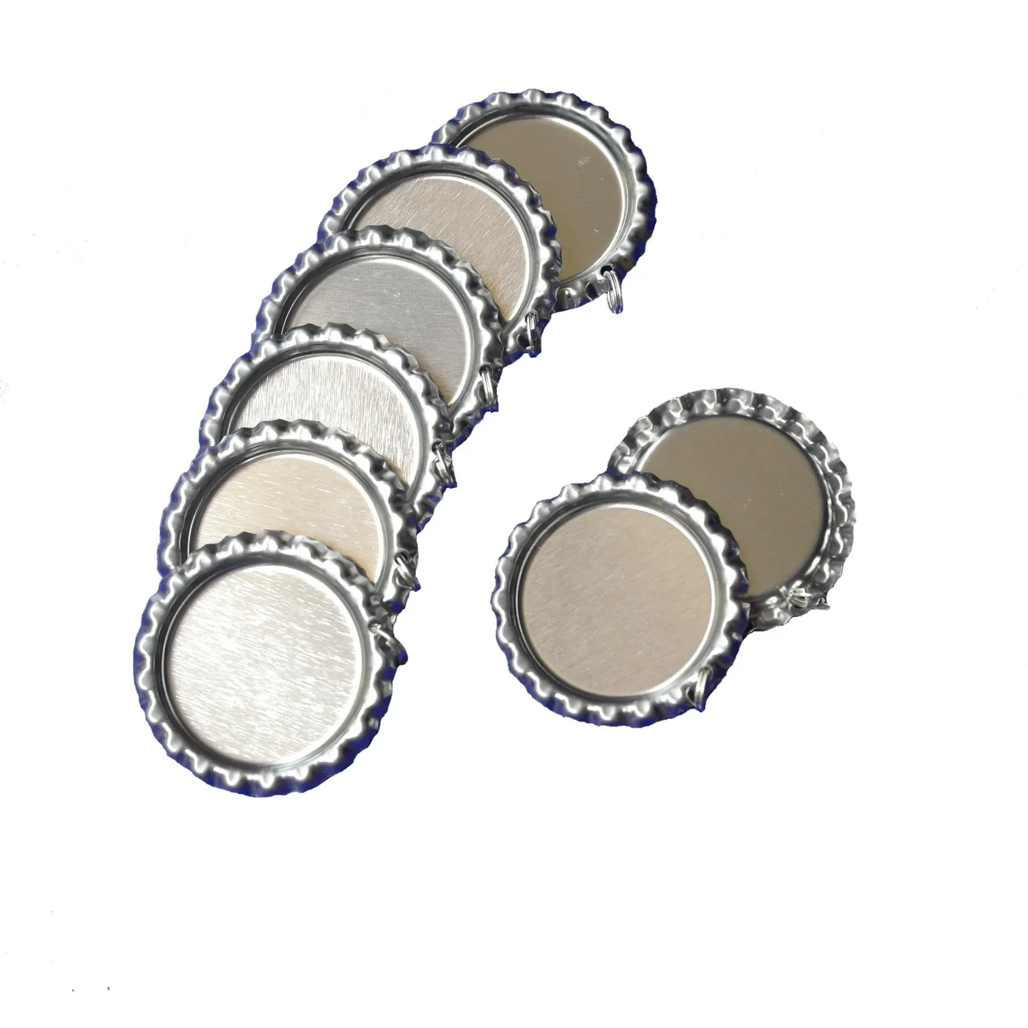 1000 pcs Sliver Colored 1 Inch Flattened Chrome Bottle Caps Flat Bottlecaps With HOLE And Ring For DIY Crafts Free shipping