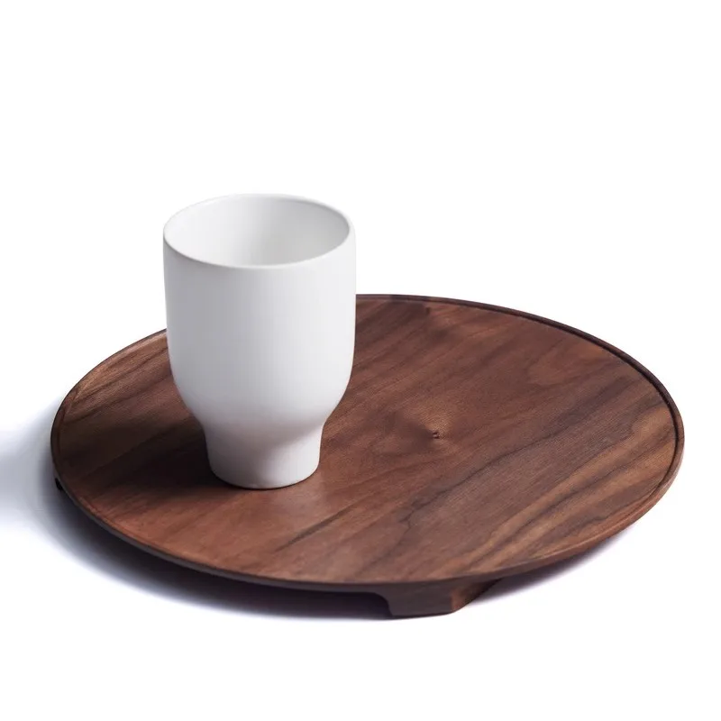 

Black Walnut Solid Wood Pallet Japanese Style Retro Home Use Living Room Tea Tray Dim Sum Fruit Creativity Decoration Small Disc