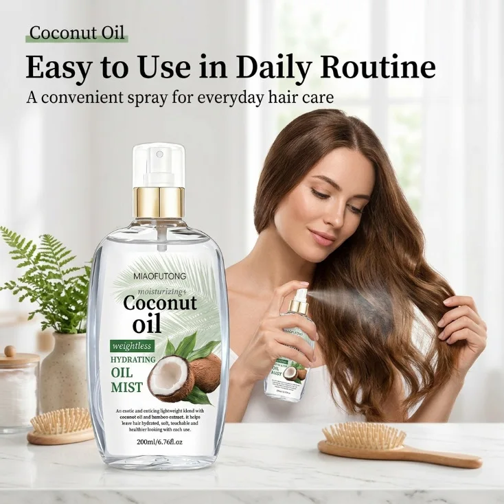 200ml Coconut Oil Essential Oil Spray Hair Care Spray Hydrating Oil Mist Lightweight Daily Hair Care