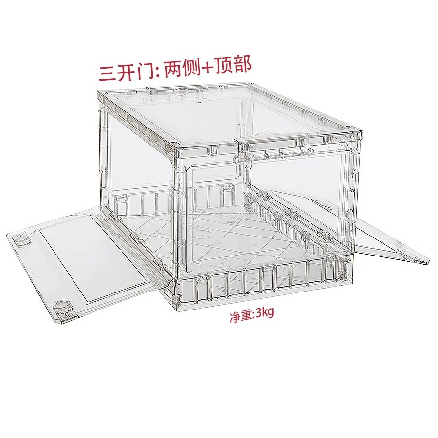 Foldable 60L Transparent Storage Box with Wheels, Collapsible Plastic Storage Bin for Car Trunk and Home, Clear Container with