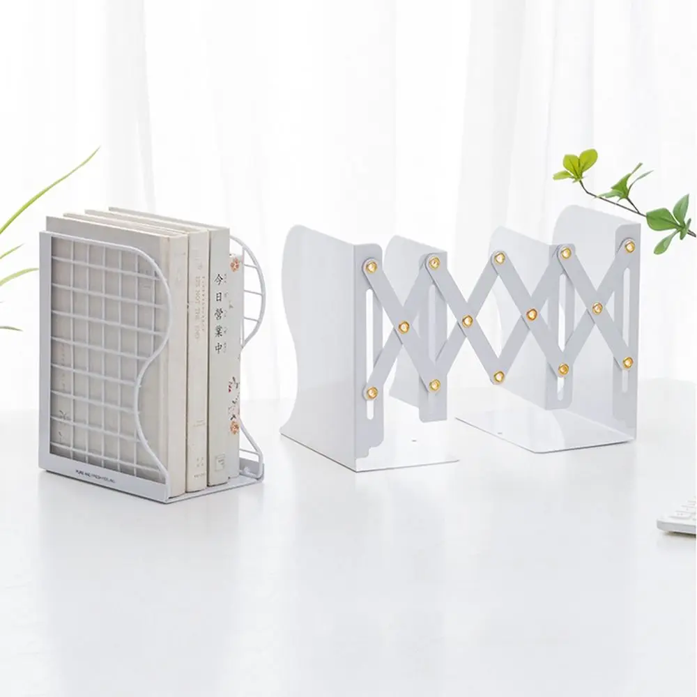 Large Capacity Adjustable Bookends Sturdy Nordic Style Expandable Document Holder 3 Compartments Nonslip Desk Magazine Rack