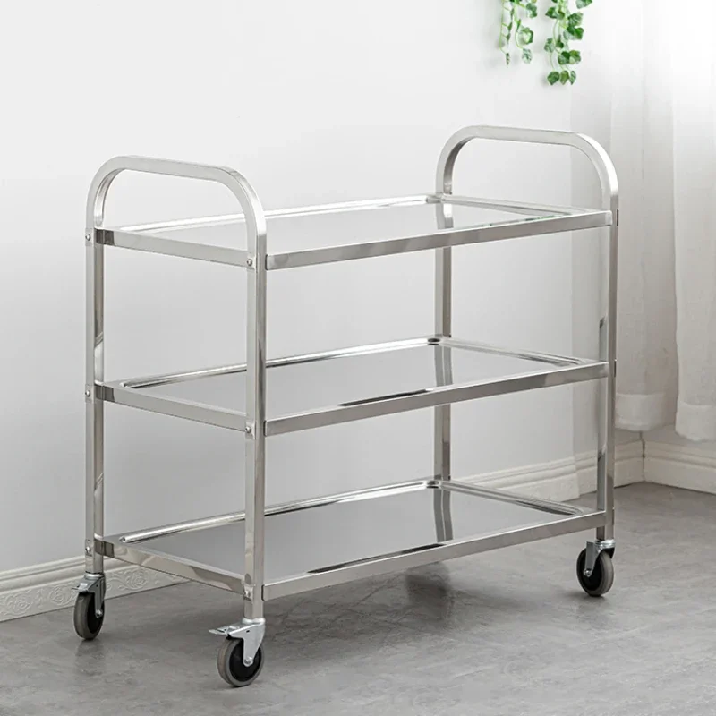 

Hotel Cart Trolley Tool Wagon Multipurpose Utility Storage Large Rolling Drink Luxury Iron Stainless Carrying Wheeled Janitorial